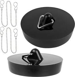 Stöpsel Set mit Kette, 4 Pack, Schwarz, Ø