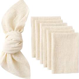 Stoffservietten Beige, 6 Stück Servietten Stoff,