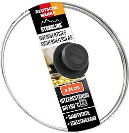 STONELINE Glasdeckel 24 cm, Topfdeckel aus Glas,
