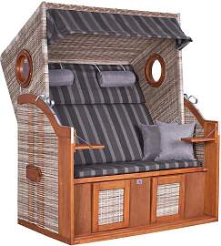 Strandkorb ca. 140x160x80 cm Braun/Grau