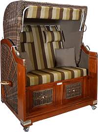 Strandkorb Mahagoni grün / braun 2 Sitzer