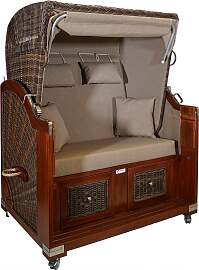 Strandkorb Mahagoni hellbraun 2 Sitzer