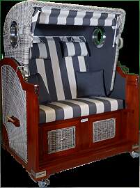 Strandkorb Mahagoni White-Washed, grau / weiß