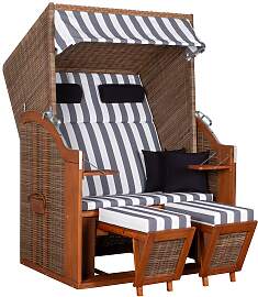 Strandkorb Pure Pinie/Grau/Weiß