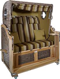 Strandkorb Teak XL grün / braun 2½ Sitzer
