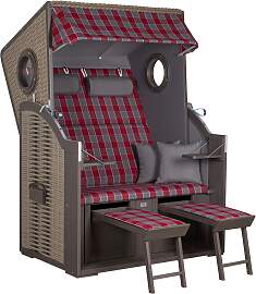 Strandkorb Twin View Grau/Rot