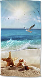 Strandtuch GOOD MORNING "Sealife", blau, 
