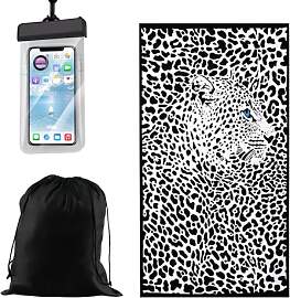 Strandtuch Schwarz-Weiß Leopardenmuster Tiermotiv 