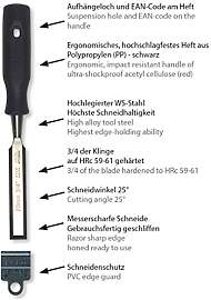 STUBAI Stechbeitel mit schwarzem Plastikgriff