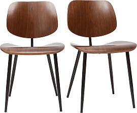 Stühle TOBIAS dunkles Holz und schwarzes Metall