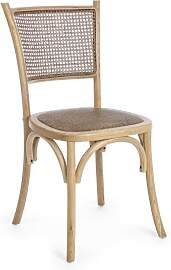Stuhl Carrel aus Rattan und Ulmenholz, klassisch,