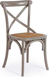 Stuhl Cross aus Ulmenholz und Rattan, klassisch,