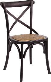 Stuhl Cross aus Ulmenholz und Rattan, klassisch,