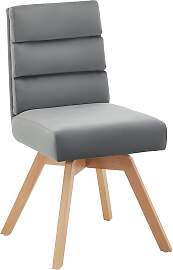 Stuhl Katrin Samtbezug, drehbar Grau Echtholz Beine