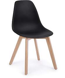 Stuhl System 4er-Set, Kunststoff und Buchenholz,