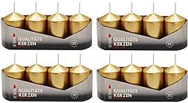 Stumpenkerzen Gold lackiert, 16 Stück (4 x 4