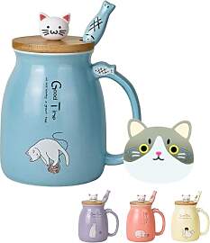 Süße Katzentasse, Kawaii-Keramik-Kaffeetasse mit 