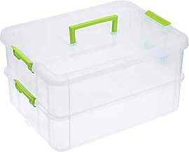 SUMNACON Stapelbare Aufbewahrungsbox mit 2 Ebenen, 