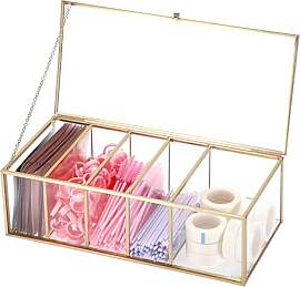 SUMTree Gold Glas Aufbewahrungsbox mit Deckel,
