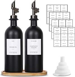 sunal Essig und Ölflaschen Set,Schwarz 500ml/16,9 