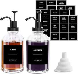 Sunal Kaffee Sirup Spender Glas Set,Schwarz