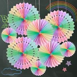 SUNBEAUTY 11 Stück Bunt Papier Fächer Dekoration 