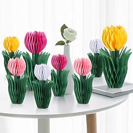 SUNBEAUTY 8 Stück Tulpen Wabenbälle Weiß Rosa