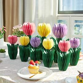 SUNBEAUTY 9 Stück 3D Tulpen Wabenbälle Rosa Lila 