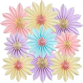 SUNBEAUTY 9 Stück Sonnenblumen Papierfächer Bunt 