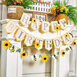 SUNBEAUTY Sonnenblumen Geburtstag Girlande Filz