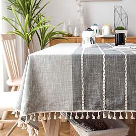 SUNBEAUTY Tischdecke Leinen Baumwolle Abwaschbar