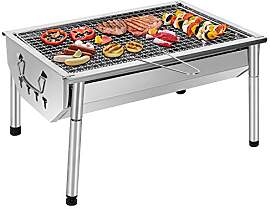SunJas Grill, Holzkohle, Edelstahl, verstellbar,