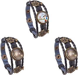 SUNNYCLUE DIY 3 sätze geflochtenes Leder Armband