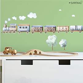 Sunnywall Zug Eisenbahn blau Wandsticker -