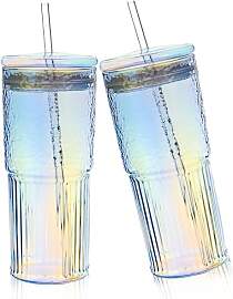 SUNOYA 2 Stück 600 Ml Glasbecher Mit Deckel Und