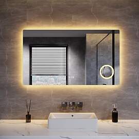 SUNXURY LED Badspiegel 100 x 60 cm Spiegel Bad mit 