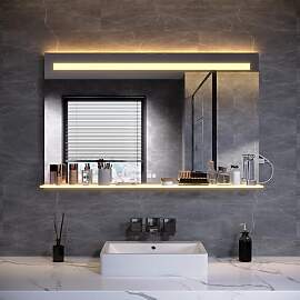 SUNXURY LED Badspiegel, 1000x650 mm, mit Ablage