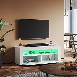 SUNXURY TV Board Weiss Fernsehtisch Lowboard mit