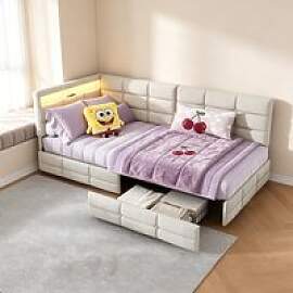 Superaly 90x200cm LED-Polstersofa, Tagesbett
