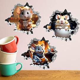 SUPERDANT 3D Wandtattoo Mausloch 3D Wandsticker