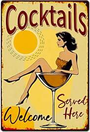 SUPERDANT Blechschilder Cocktail Girl Blechschild