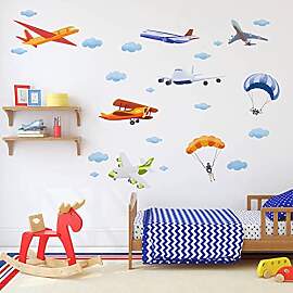 SUPERDANT Wandtattoo Flugzeug Fallschirm
