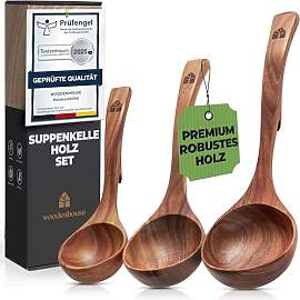 Suppenkelle Holz Set, 3-teilig aus Teakholz -
