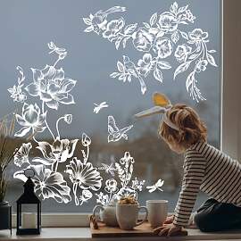 Supzone Fensteraufkleber Weiße Lotusblume