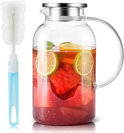 SUSTEAS 2.5 Liter 75oz Glaskaraffe mit Deckel,