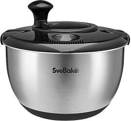 SveBake Salatschleuder Edelstahl 18/10, 4,5L Salad 