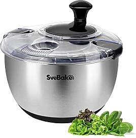 SveBake Salatschleuder Edelstahl 18/10, 4,5L Salad 