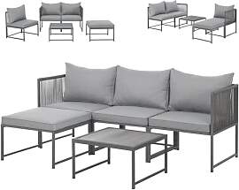SVITA Detroit Gartenmöbel Set Polyrattan Lounge