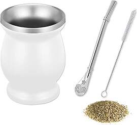 SVUPUE Mate Becher, Mit Strohhalmlöffel und