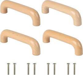 SWAWIS 4 Stück Holzgriffe, 96mm Möbelgriffe